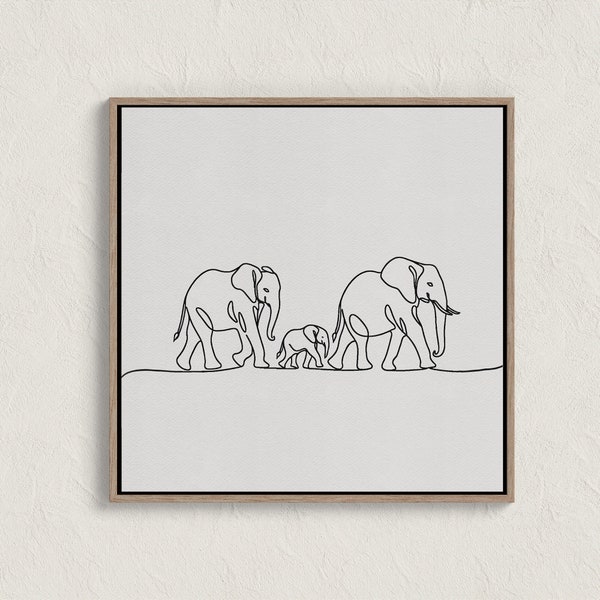 Printable Elephant Family Wall Art Animal Line Art Drawing Boho Minimalist Trendy Aesthetic Room Decor Mother's Day Gifts DIGITAL DOWNLOAD