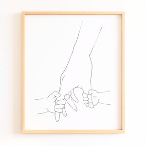 Kids Holding Mom's Hand Line Art Printable Wall Print Minimalist Nursery Room Decor Cute Mom Appreciation Mother's Day Gift DIGITAL DOWNLOAD