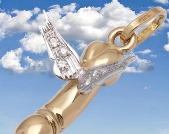 Anhänger aus 18 Karat Gelbgold, 0,06 Karat Diamanten, einzigartiges Design