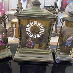 Painted collection triptych clock set