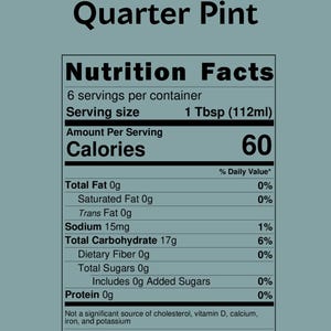 4 oz herbal honey jar visible nutrition facts label.