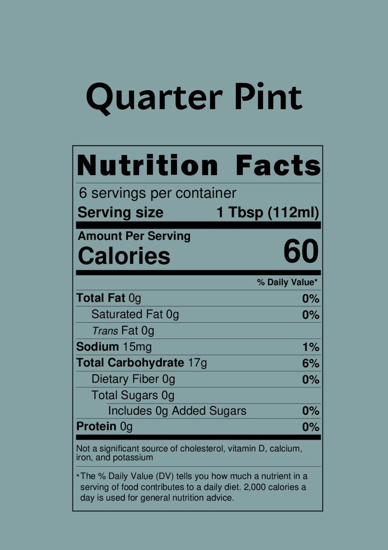 4 oz herbal honey jar visible nutrition facts label.