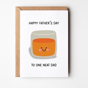 To One Neat Dad, grappige minimalistische Vaderdagkaart voor whiskyliefhebbers