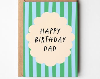 Happy Birthday Dad, lustige und helle Grußkarte für Papas Geburtstag