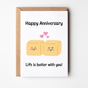 Avec vous la vie c'est du beurre - Carte d'anniversaire amusante, jeu de mots mignon, pour partenaire ou conjoint
