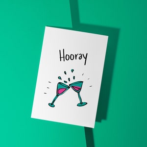 Hooray Congratulations Card, Celebration Card, New Job, Engagement Card