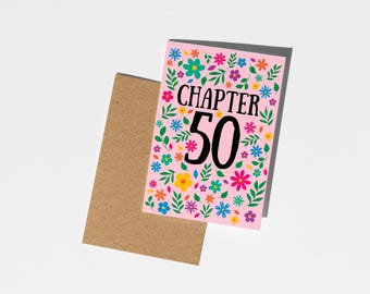 Hoofdstuk 50, felgekleurde bloemenkaart voor de 50e verjaardag voor haar