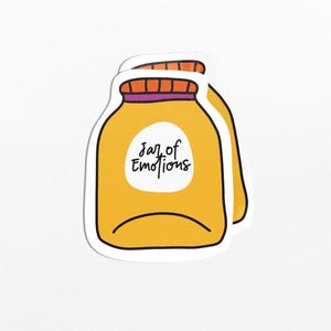 Pegatina Jar of Emotions: pegatina de vinilo amarilla con humor sarcástico
