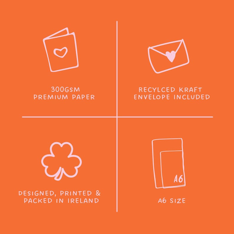 four icons representing different paper sizes and features, including premium paper, recycled paper, a signed and printed paper, and a recycled paper envelope.