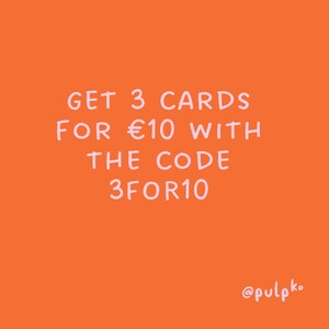 The image is a promotional message for a 3-card offer, stating that customers can get 3 cards for €10 with the code 3f10.