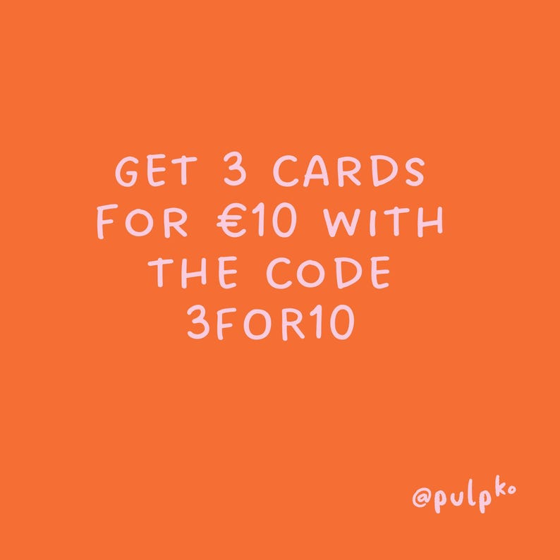 The image is a promotional message for a 3-card offer, stating that customers can get 3 cards for €10 with the code 3f10.