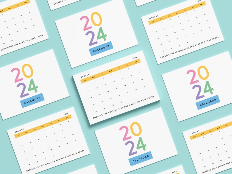 Printable 2024 Motivational Calendar Etsy