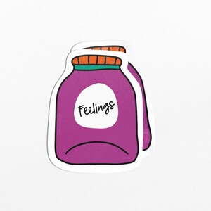 Pegatina Jar of Feelings: pegatina de vinilo morado con humor sarcástico