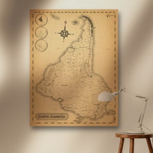 Poster Alte Vintage Landkarte von Südamerika - Richtung Süden