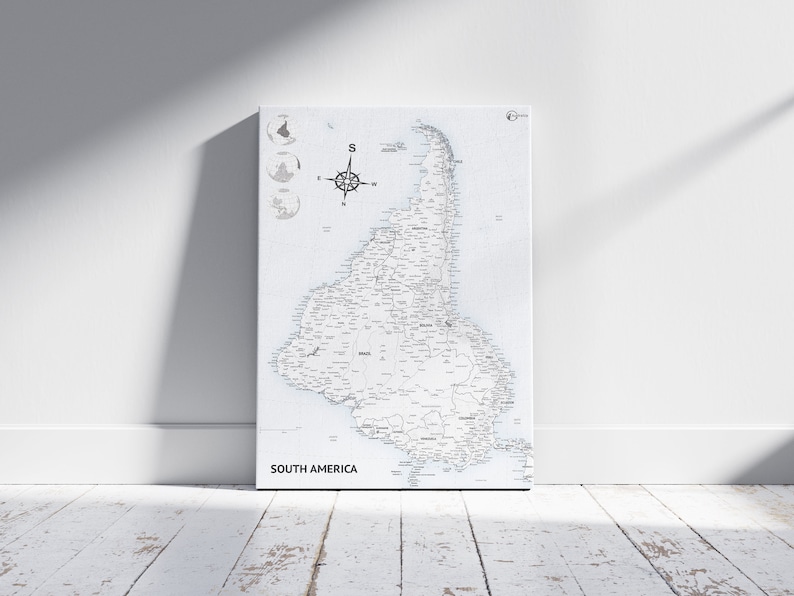 Sotuth Up Map Example Canvas of Inverted Map of South America - South-up Orientation - Etsy