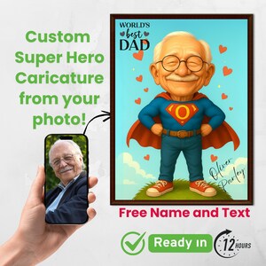 Custom Caricature Super Dad Portrait from Photo, Personalized Caricature Gift for Dad,Husband Father's Day ,Personal Cartoon,Digital Art