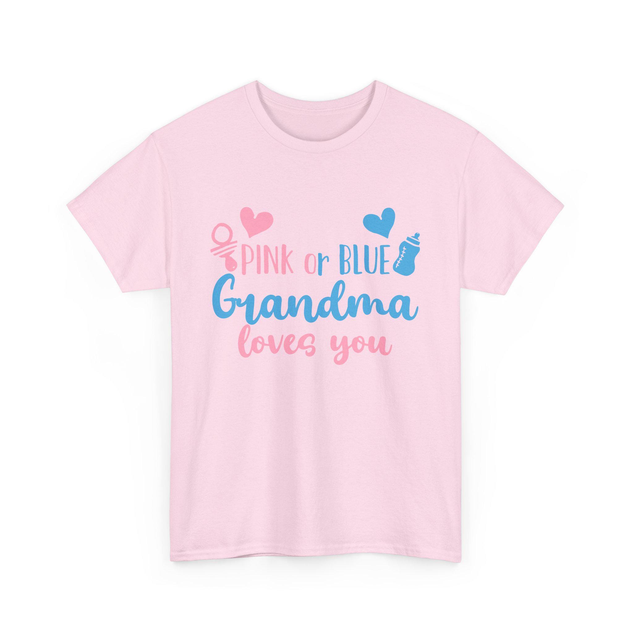 Gender Reveal Shirt, Adorable “Pink or Blue Grandma Loves You” Top for Exciting Announcements, Cute Gift for Grandmothers
