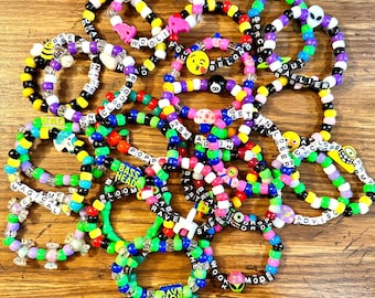 Eat Sleep Rave Repeat Perler Necklace, Rave perler necklace, festival perler, rave necklace, trippy perler necklace, edm perler, festivals