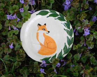 Hand Painted Fox Ring Dish - Trinket Dish - Woodland