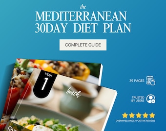 Mediterranean 30-Day Diet Plan + BONUS Shopping list for every day. Includes meals recipes. Lose weight and get fit!