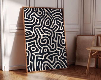 Keith Haring Inspired Pop Art Print: Bold Lines Doodle (Digital Download)