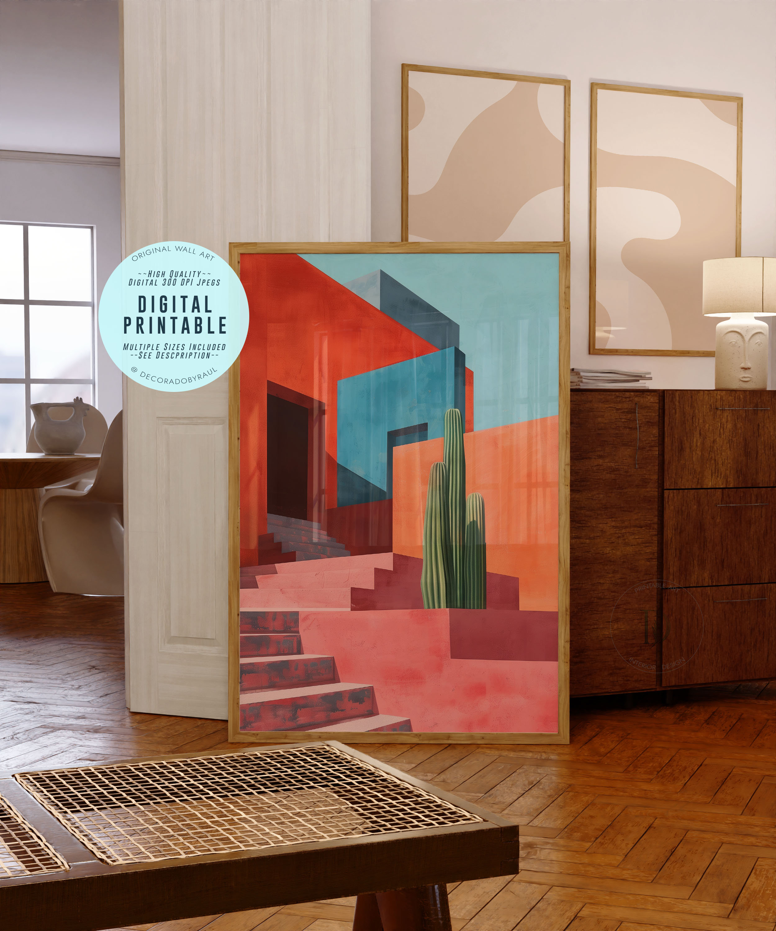 Mexican Architecture Poster, Colourful Wall Art, Minimalist