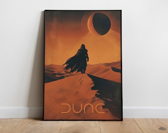 Duinposter, fanart geïnspireerd, minimalistisch, Arrakis, Frank Herbert, digitale download afdrukbaar