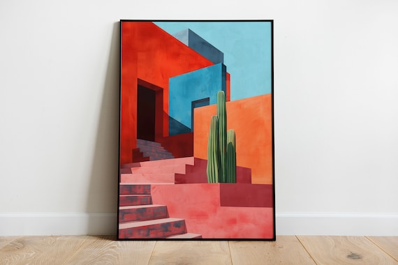 Luis Barragán Inspired Mexican Architecture Print: Colorful