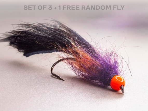 bass fishing leech hooks 3 Sucking Leech + 1 FREE Random Fly — Tungsten Streamer for Fly Fishing  Perfect for Trout Bass Panfish Pike Steelhead Striped Bass