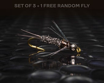 3 prince nymph + 1 FREE random fly — Tungsten bead head buggy like stoneflies for fly fishing. Perfect for trout flies