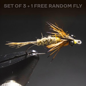 3 troutmaster + 1 FREE random fly — Nymphs fly fishing Perfect for brown rainbow brook cutthroat steelhead trout grayling smallmouth