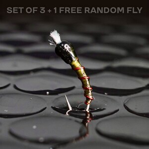 3 olive chironomid + 1 FREE random fly — Tungsten and perfect for stillwater lake fishing trout grayling panfish whitefish and bass