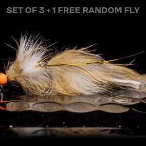 3 zonker streamer + 1 FREE random fly — 2 inches Tungsten euro jig fly for fly fishing for trout bass panfish pike steelhead striped bass