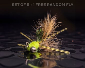 3 carp flies + 1 FREE random fly — Headstand carp jig patterns for fly fishing