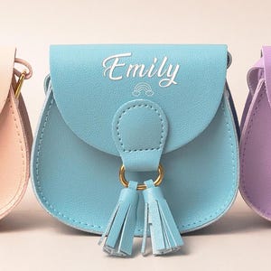 Personalisierte Leder Baby Mädchen Geldbörse | Gestickte Name Umhängetasche für Kleinkinder | Verstellbarer Riemen Mini-Umhängetasche | Kinder Geburtstag Geschenk