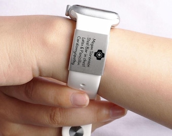 Personalized Medical Alert Tag for Watch Band,Engraved Stainless Steel Identity Tag,Universal Watch Band ID Tag,Garmin Medical ID Tag,Fitbit