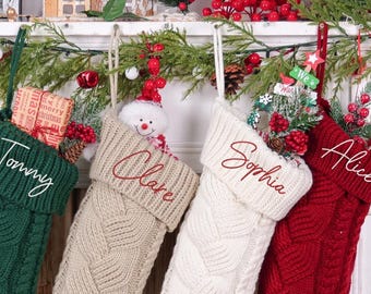 Custom Christmas Stocking,2025 Embroidered Stocking,Personalized Knit Stocking,Monogram Stocking,Family Knitted Christmas Stockings,XmasGift