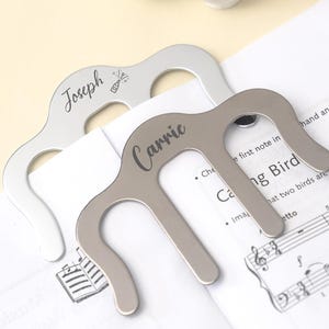 Personalized Music Bookmark Clip, Custom Sheet Music Page Holder Engraved Stainless Steel Bookmark Teacher Gift Unique Gift for Musicians
