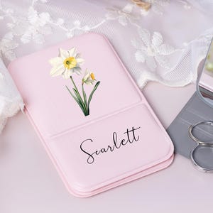 Personalisierter Taschenspiegel Geschenk, Benutzerdefinierte Geburtsblumenspiegel, Geburtstagsgeschenk für Sie, Brautjungfer Vorschlag, Einzigartiger Freundgeschenk, Bachelorette Bevorzugungen