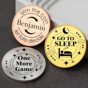 Custom Decision Coin,Personalized Engraved Brass Coin,Prediction coin,whos turn coin,Decision maker,Game Coins,Anniversary Gift,Gift for Him