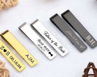 Personalized Tie Clips,Custom Groomsmen Tie Clips,Engraved Tie Bar,Metal Tie Clips,Best Man Tie Clips,Father of the Groom Wedding Tie Clip