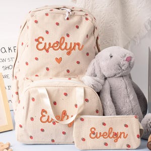Personalized Handmade Backpack/Lunch Bag/Pencil Case Set,Back to School Kit for Toddlers,Kids Book Bag,Gift For Kids,Birthday Gift For Girls