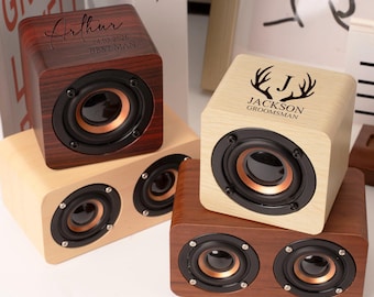 Groomsmen Gifts Personalized Portable Bluetooth Speaker,Engraved Wood Name Speaker,Rechargeable Wood Box,Bridesmaid Gifts,Mini Wood Speaker