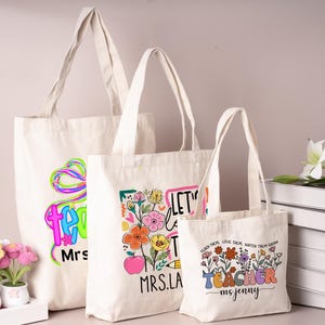Teacher Gifts, Personalized Teacher Cotton Canvas Tote Bag, Thank You Teacher Tote Bag, Teacher Lunch Bag, Campus Canvas Tote Bag