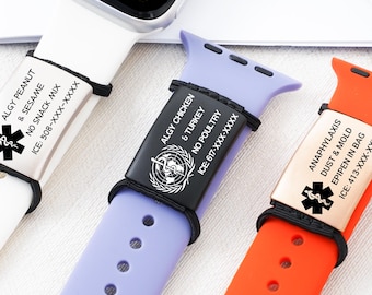 Custom Engraved Medical Alert ID Tag, Nurse Approved Stainless Steel Tag for Watch Band, Emergency Contact & Blood Type ID,Diabetic Alert