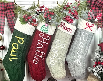 Custom Hand-Embroidered Christmas Stocking,Stocking Stuffer with Custom Name,Embroidered Stocking,2025 Christmas stockings,Holiday Decor