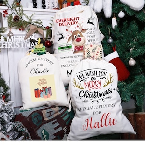 Custom Santa Sack With Name,North Pole Santa Sack,oversized Santa sack,bag for presents, christmas gift, Special Delivery Christmas Eve Box