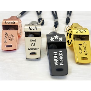 Personalised Whistle personalized Sports Whistle Necklace Personalized Coach and Teacher gift Rope Rugby Football Engraved Whistle Custom