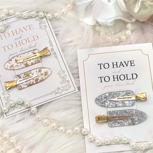 Zu haben und zu halten Ihre Haar zurück Clips|Brautjungfer Haar Accessoires|Elegante Gold & Silber Flocken Clips|Brautjungfer Geschenke|Brautjungfer Box Geschenke