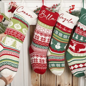 Embroidered Christmas Stockings,Personalized Knitted Christmas Stockings,Custom Name Stocking,Xmas Stockings For Family,2025 Christmas Gift